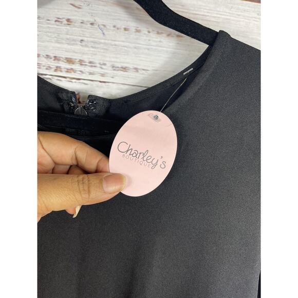 Charley's Boutique Dress Women's Large Tiered Ruffle Short Sleeve Midi Layered - Picture 5 of 11